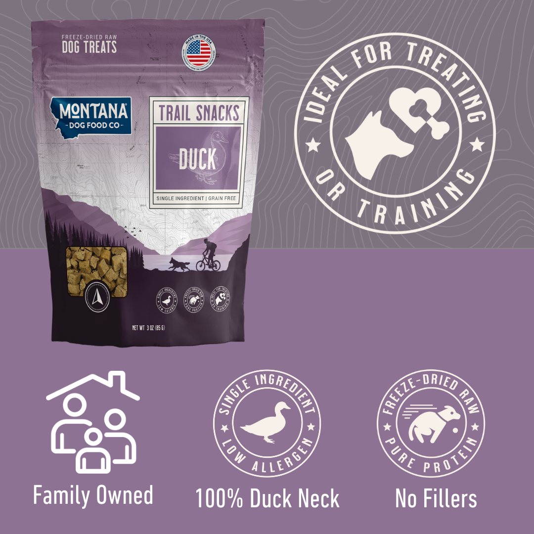 Duck Freeze-dried Raw Trail Snacks (Treats) for Dogs 3oz