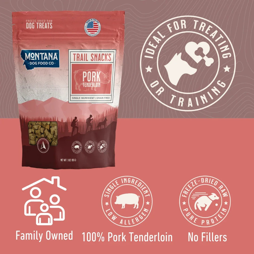 Pork Tenderloin Freeze-dried Raw Trail Snacks (Treats) for Dogs 3oz