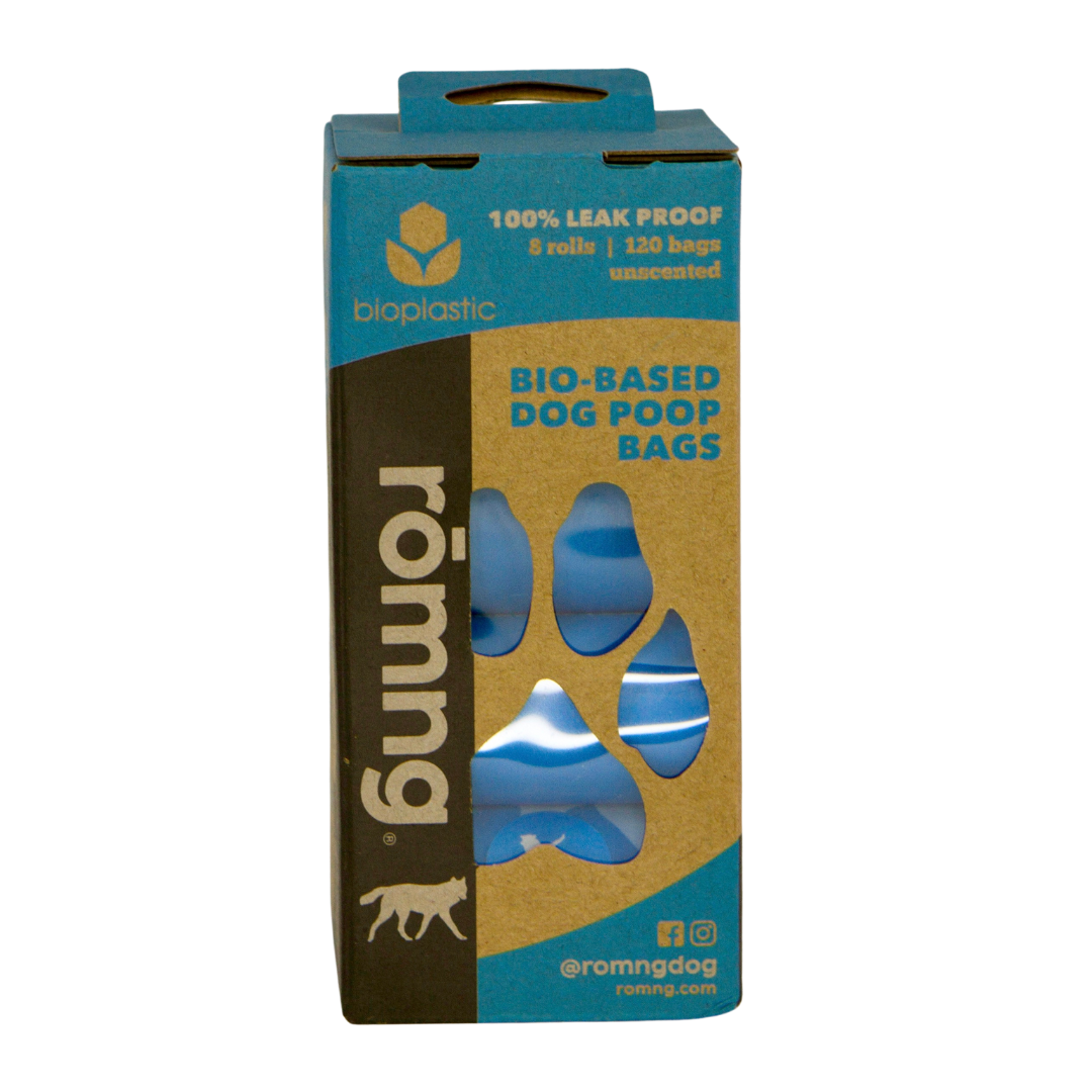 rommg bio-based dog waste bags 120 count product shot front