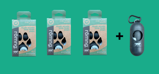 compostable plant-based dog poop bags starter pack