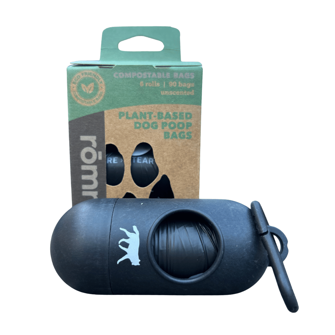 Compostable Dog Poop Bags + Bamboo Dispenser