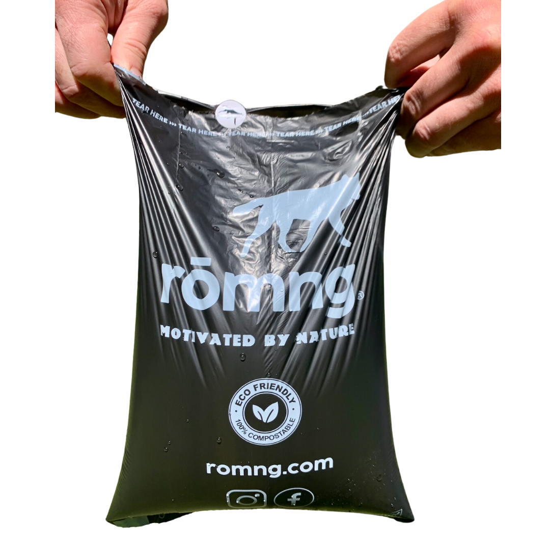 Compostable Dog Poop Bags + Compostable Dispenser - rōmng