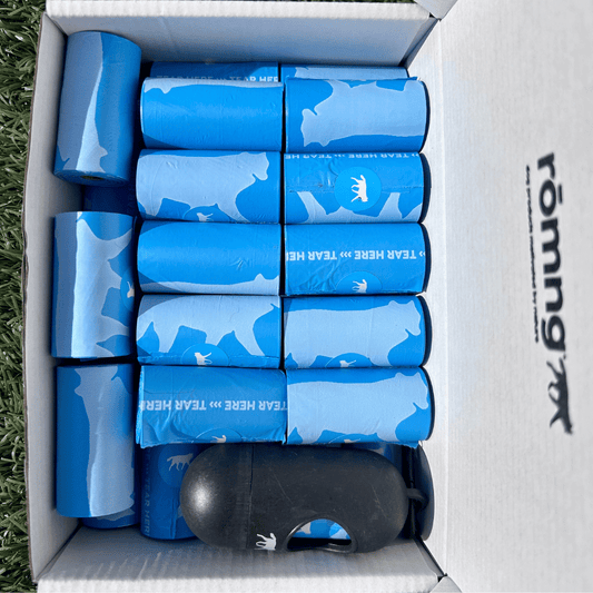 bio-based dog poop bags + bamboo dispenser 450 count