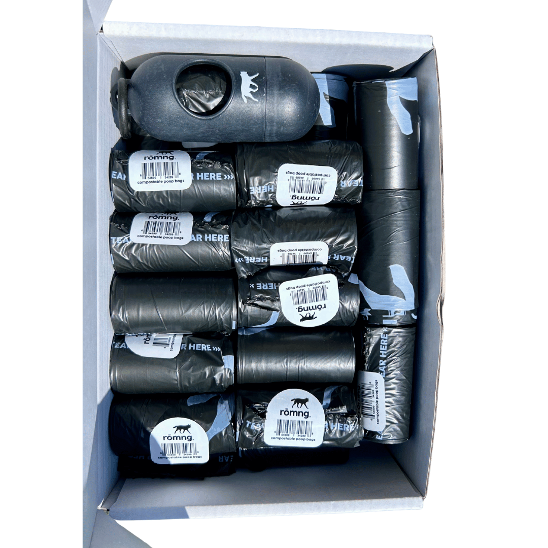compostable plant-based dog poop bags with dispenser 450 count