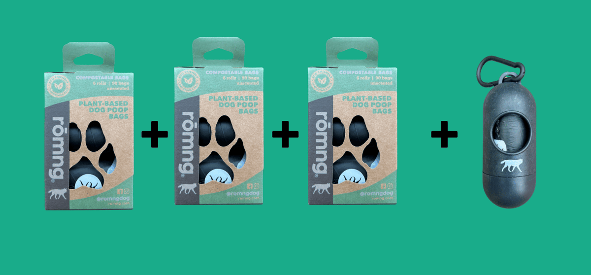 compostable plant-based dog poop bags starter pack