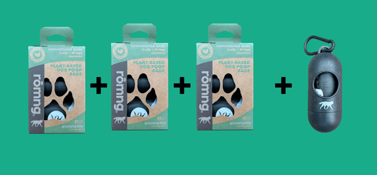 compostable plant-based dog poop bags starter pack